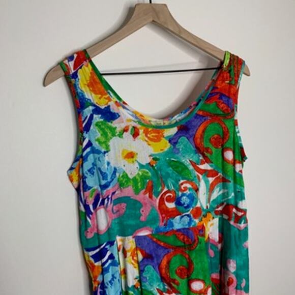 JAMS WORLD Janice Hawaiian Floral Print Sleeveless empire Womens Dress Small - Picture 7 of 15